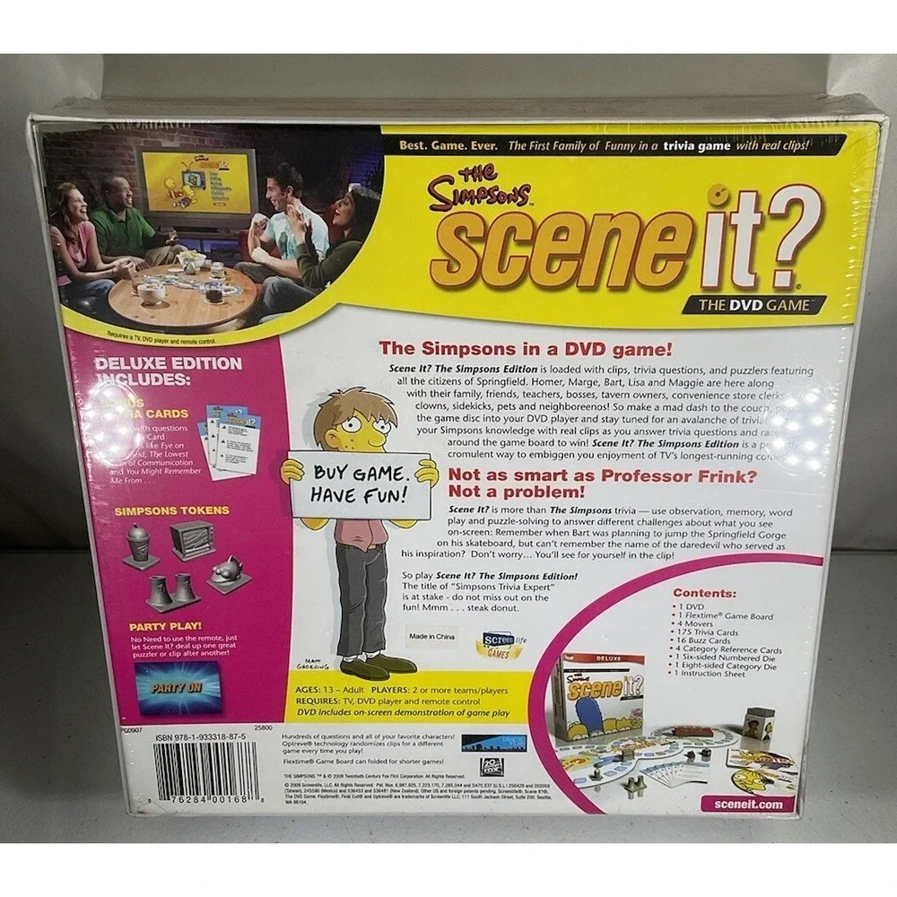 Scene It? The Simpsons Deluxe Edition DVD/HD Video Game 2009 Trivia Board Game